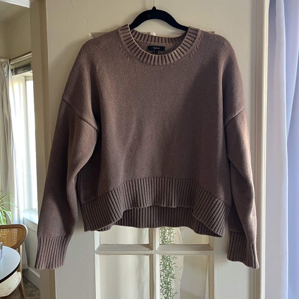 Quince Crewneck Sweater in Taupe Brown